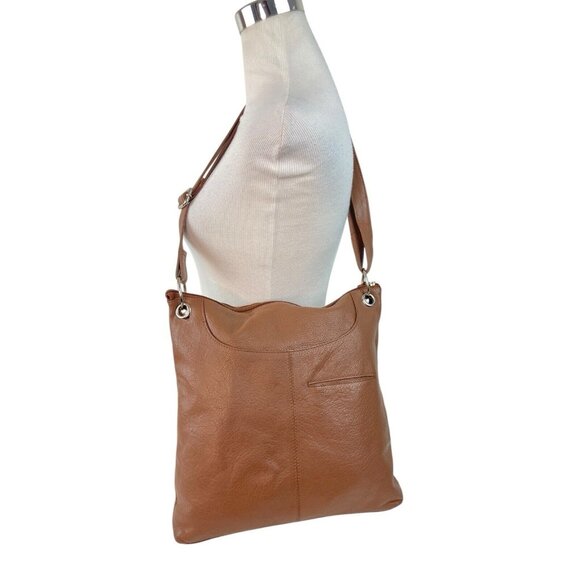 *Great American Leather Works Brown Cow Hide Crossbody Bag Medium Shoulder Purse - Picture 3 of 14